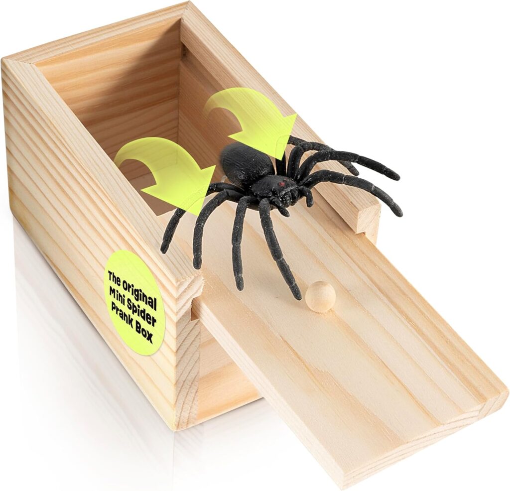 Showcasing Spider Prank box from Amazon