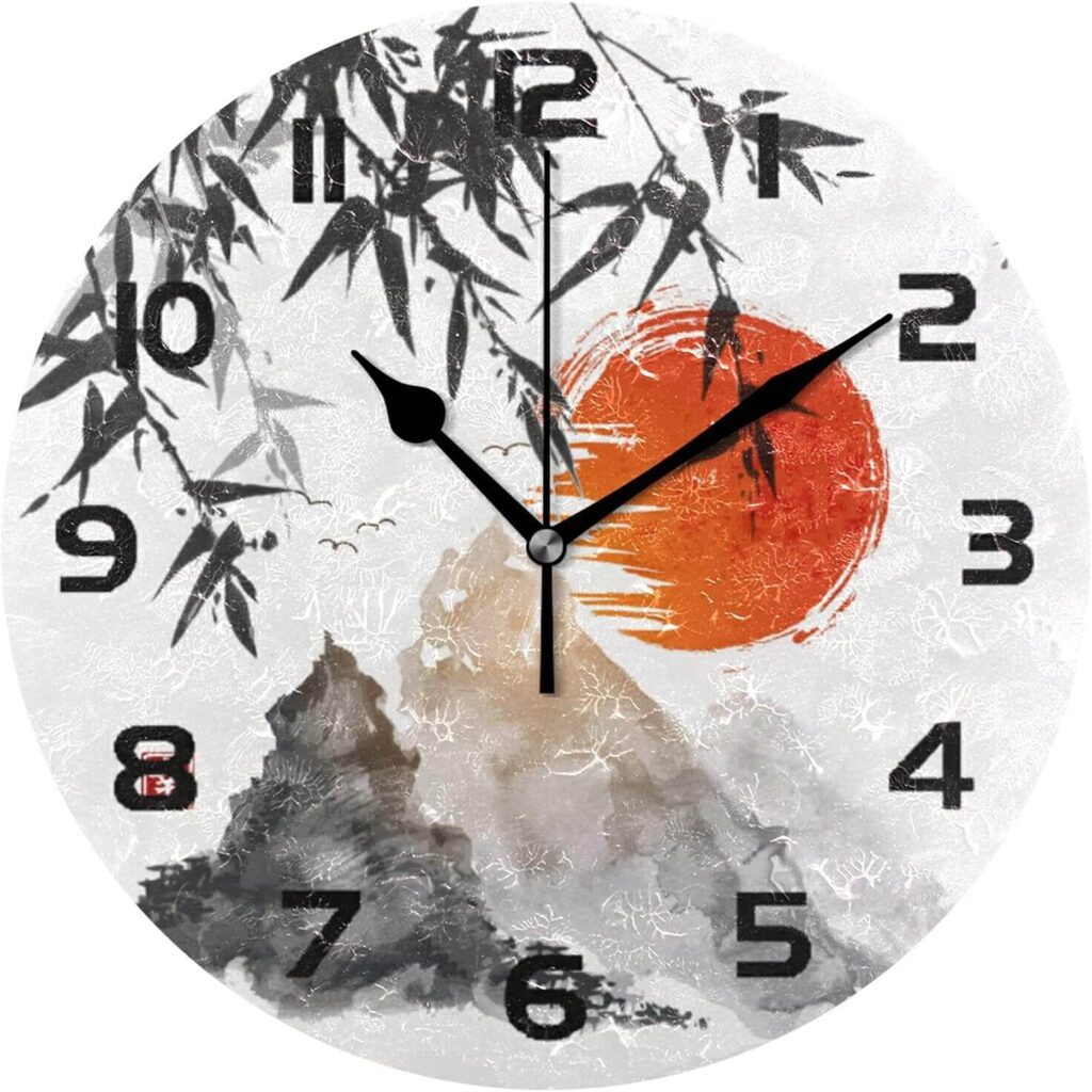 Japanese Art Painting Wall Clock Subtle Anime Desk Accessories That Still Look Clean and Stylish