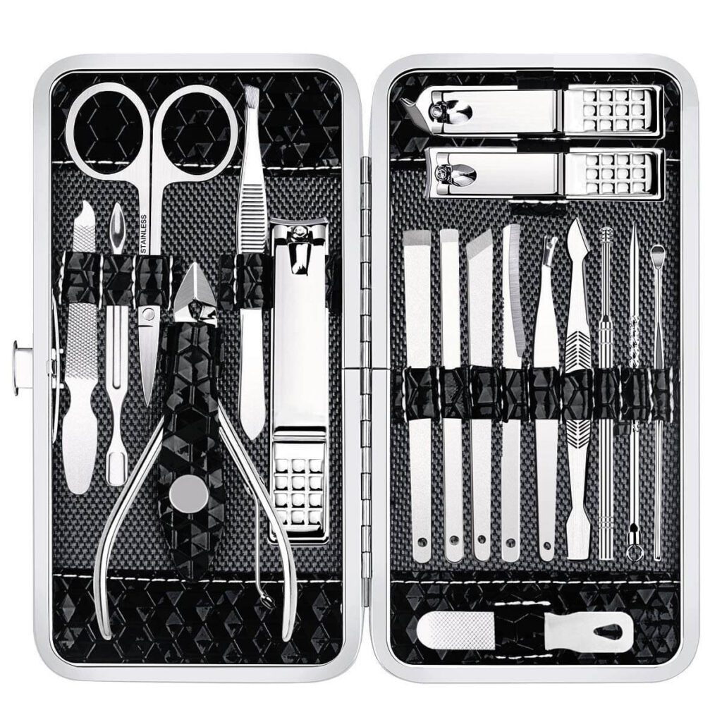 18 Pcs Professional Manicure Pedicure Kit Manicure and Pedicure Essentials for Home That Make Self-Care Easy
