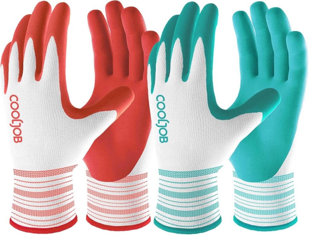 2 Pairs Gardening Gloves, Red and Green