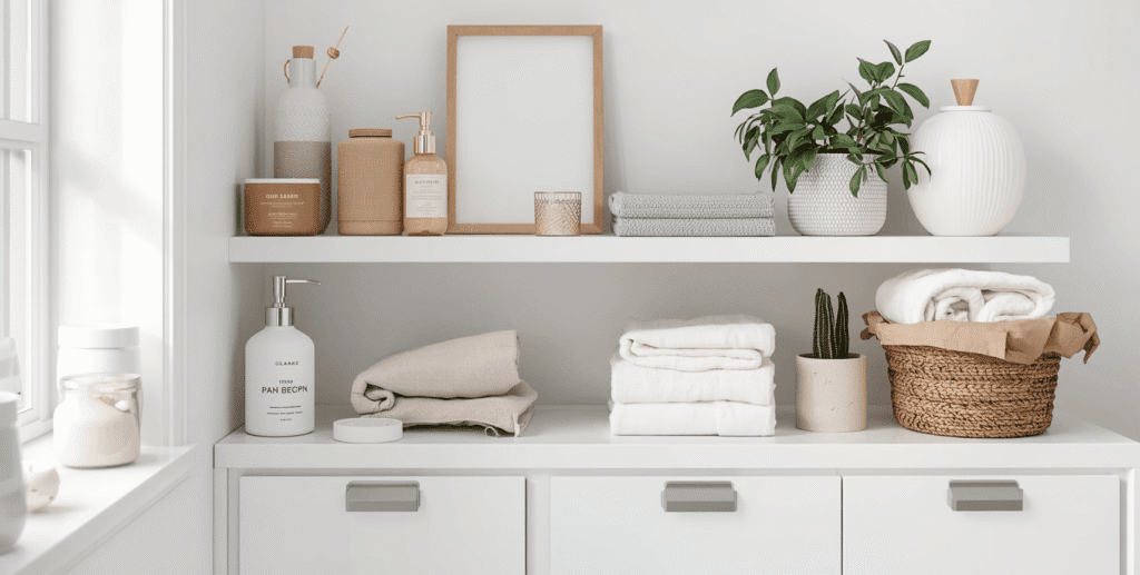 Banner for bathroom accessories for small spaces blog