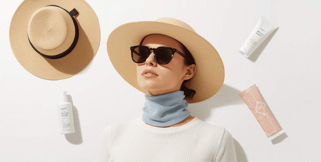 Banner for protect skin from UV rays while travelling blog