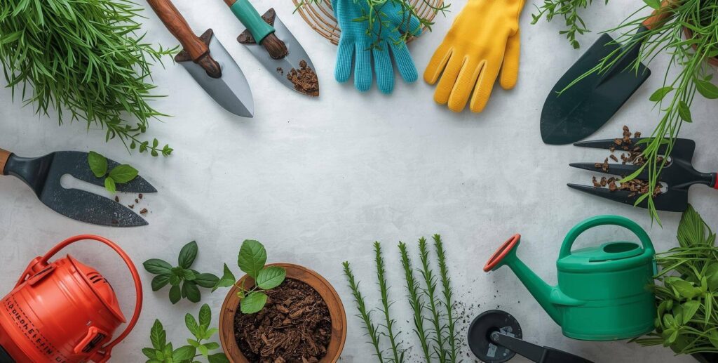 Banner for top 12 essential gardening tools blog
