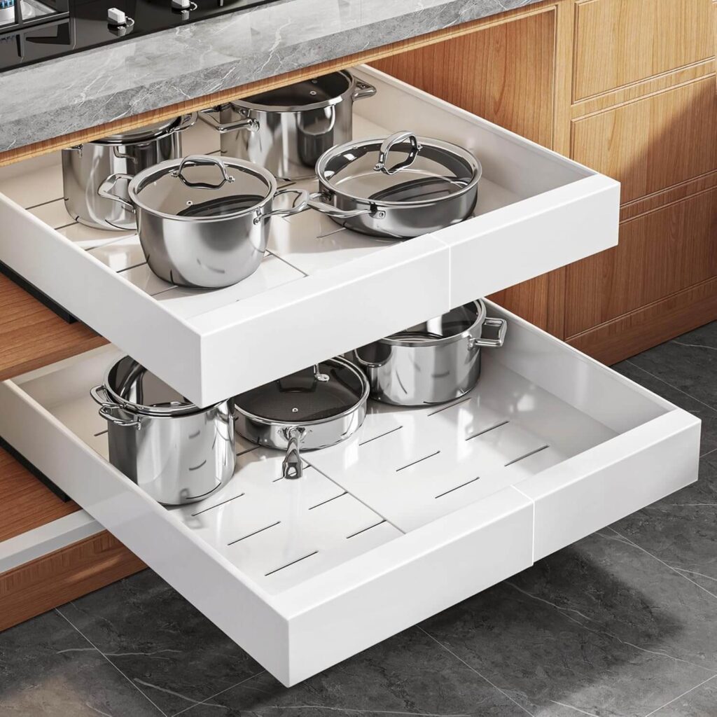 Expandable Pull Out Cabinet Organizer Kitchen Accessories for Small Kitchens That Save Space and Make Cooking Easier