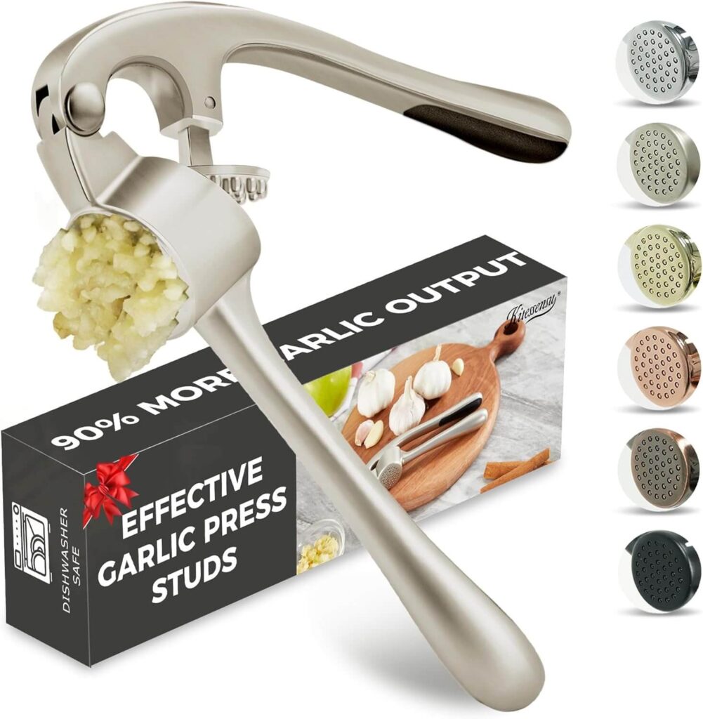 High Effective Garlic Press With Studs Food Prep Toolkit Essentials That Save Time and Make Cooking Easier