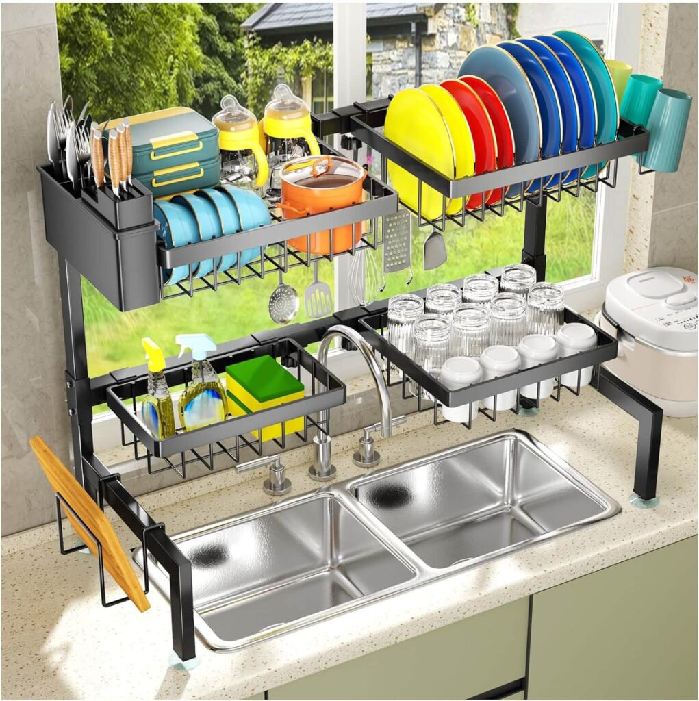 Over The Sink Dish Drying Rack Kitchen Accessories for Small Kitchens That Save Space and Make Cooking Easier