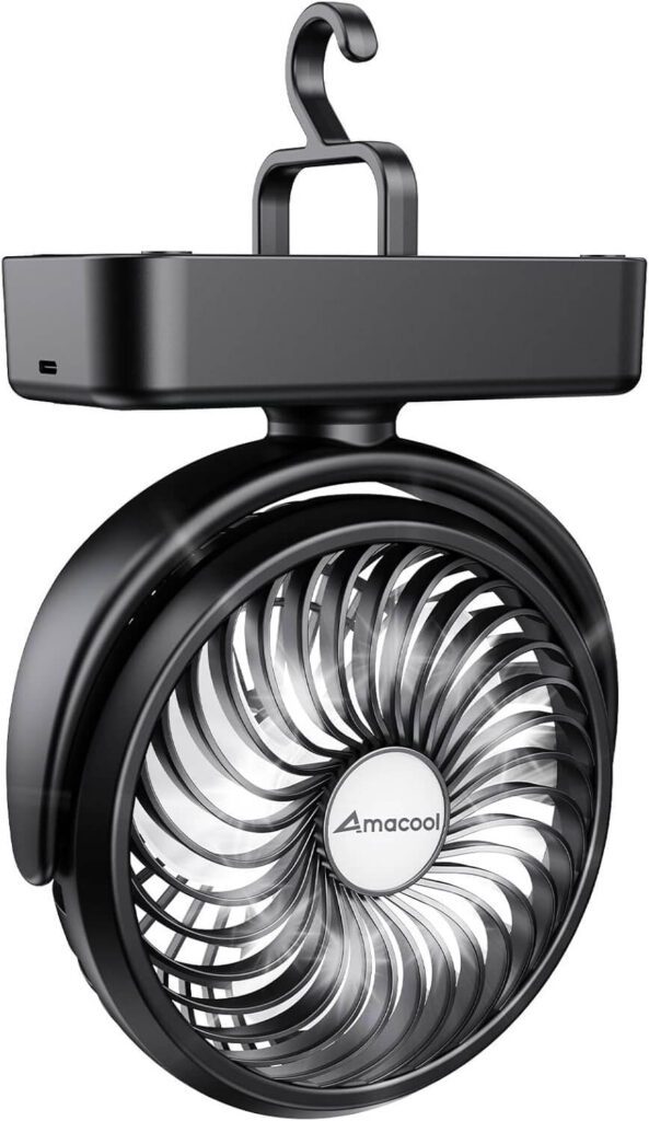 Portable Camping Fan with LED Lantern Camping Accessories for Comfort That Make Trips Easier and Stress-Free
